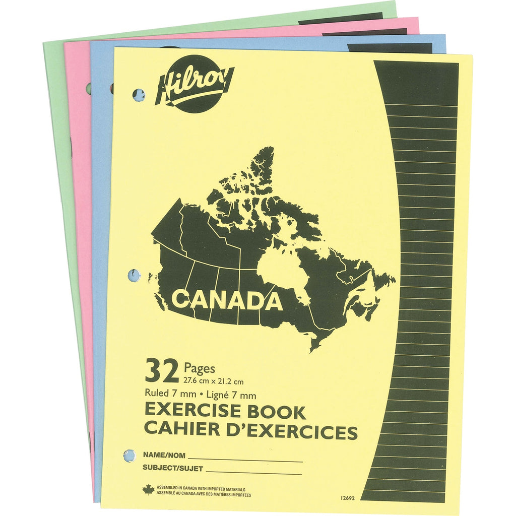 Exercise Book, 7mm Ruled - 32 pages, Pkg/4,  (27.4 x 21 cm)