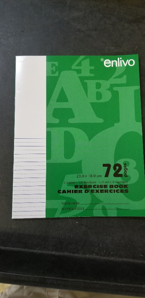Exercise Book, 1/2 Plain, 1/2 Interlined - 72 pgs (23.1 x 18 cm)
