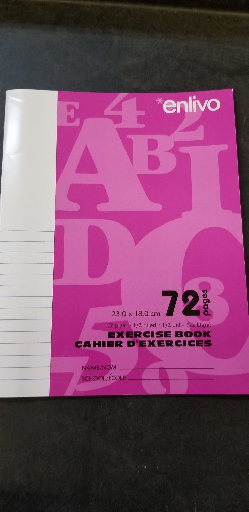 ??  Exercise Book, 1/2 Plain, 1/2 Ruled - 72 pgs (23.1 x 18 cm)