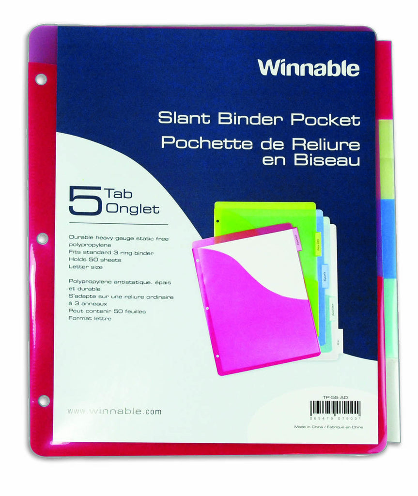 Index Dividers, Poly with Pockets (5)